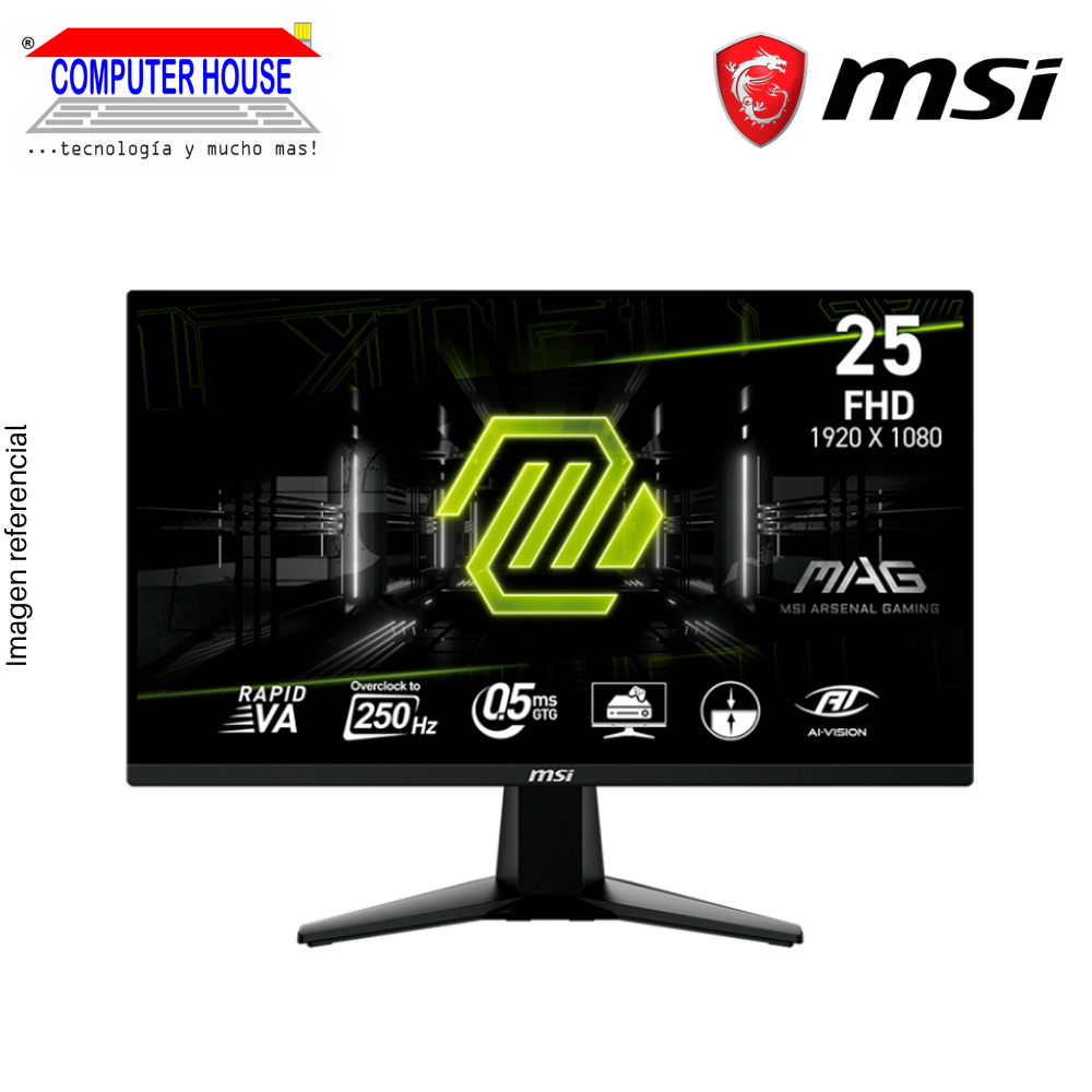 MSI 25" MAG-255XFV FHD Gamer Monitor, Rapid, VA, 250 Hz(OC), 0.5ms, HDMI, DisplayPort, Flat.