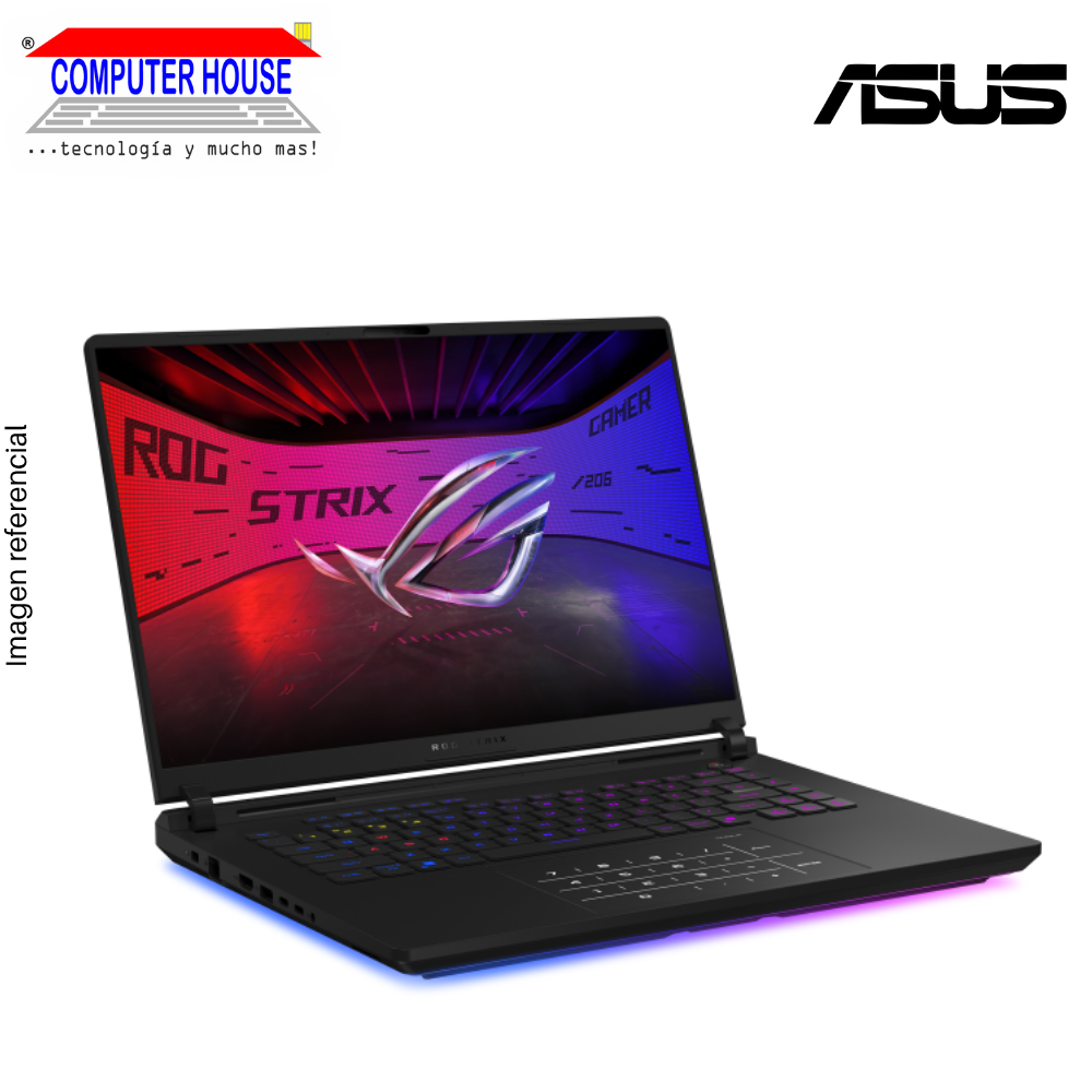 Laptop ASUS Rog Strix, Core Ultra 9-275HX, RAM 32GB DDR5, SSD 2TB, Video RTX5090 24GB, 16" FHD 240Hz, Teclado en Inglés, Windows 11.