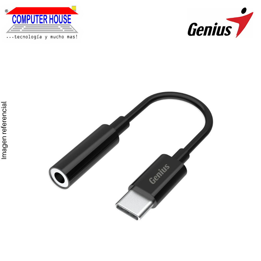 Adaptador de audio GENIUS ACC-C100, 1xJack 3.5mm hembra a 1xUSB-C macho.