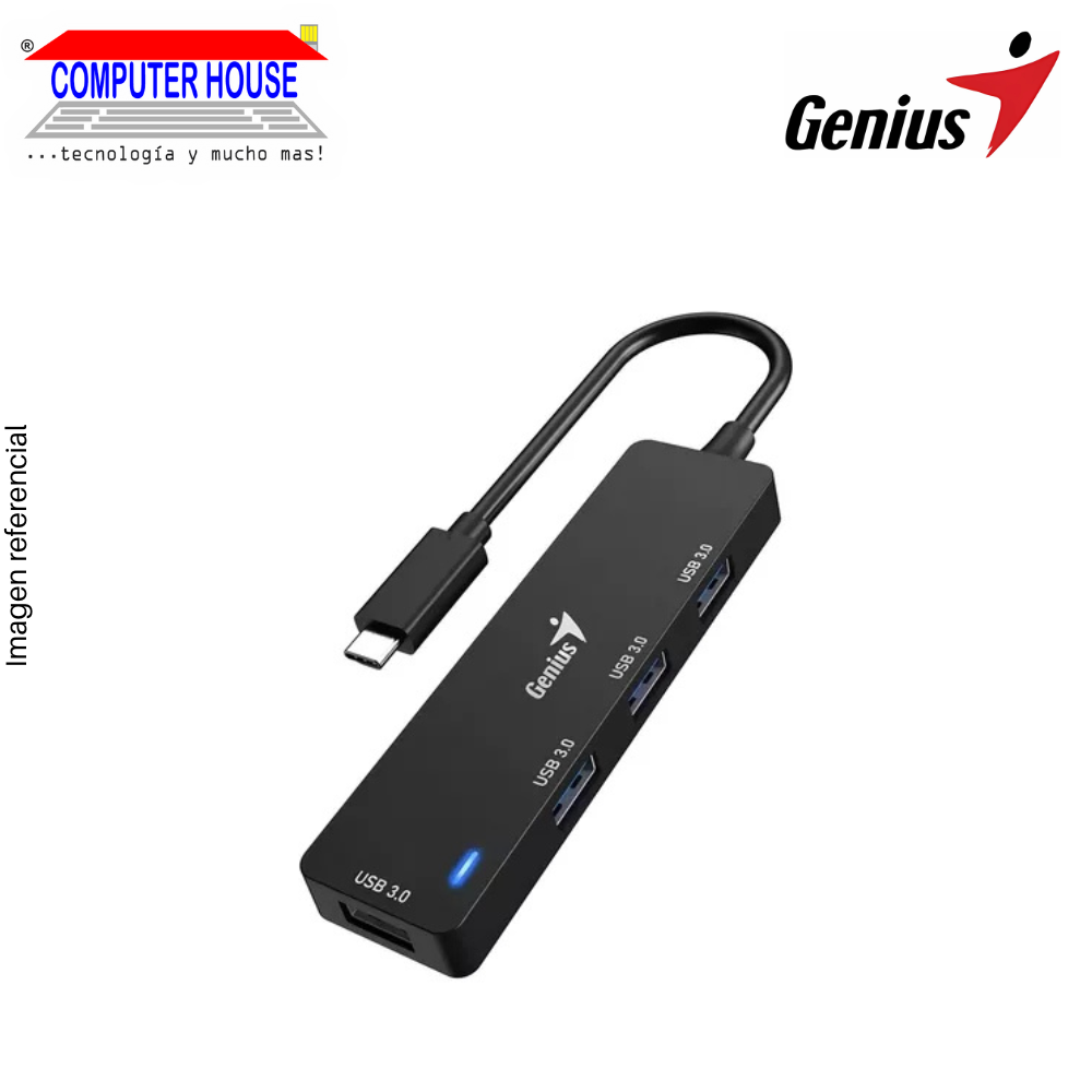 USB-C Hub Extension 4 in 1 GENIUS UH-400, 4xUSB-A 3.0, Black.