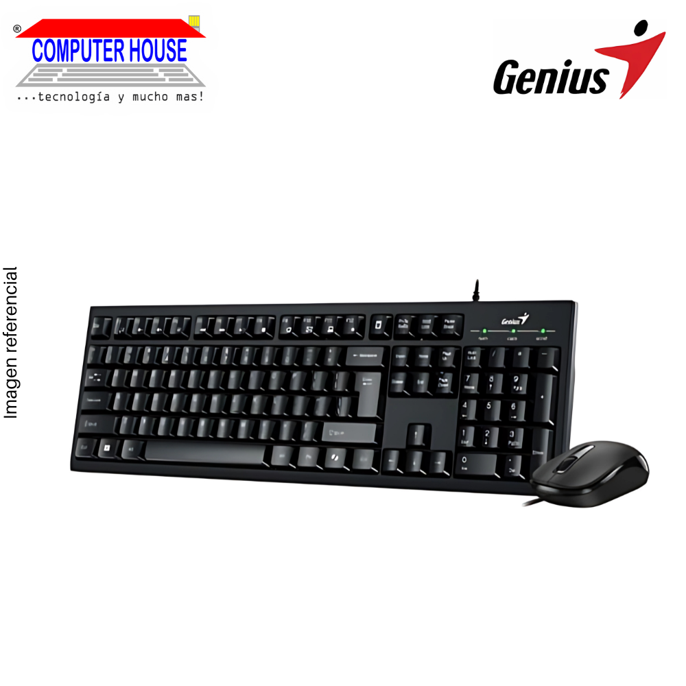 Kit 2 en 1 Teclado + Mouse Alámbrico GENIUS KM-100SE AI COPILOT, Negro.