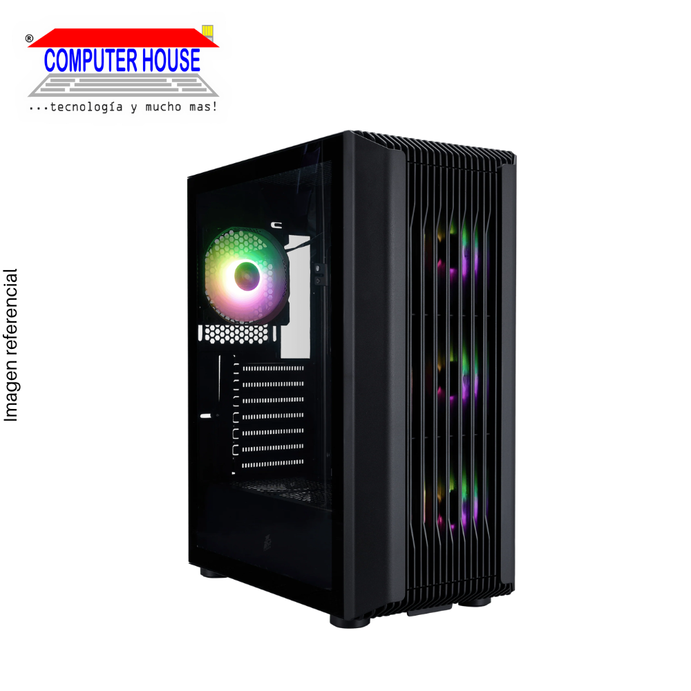 Case Midtower 1St Player H6 Black, SIN FUENTE, lateral trasparente, RGB.