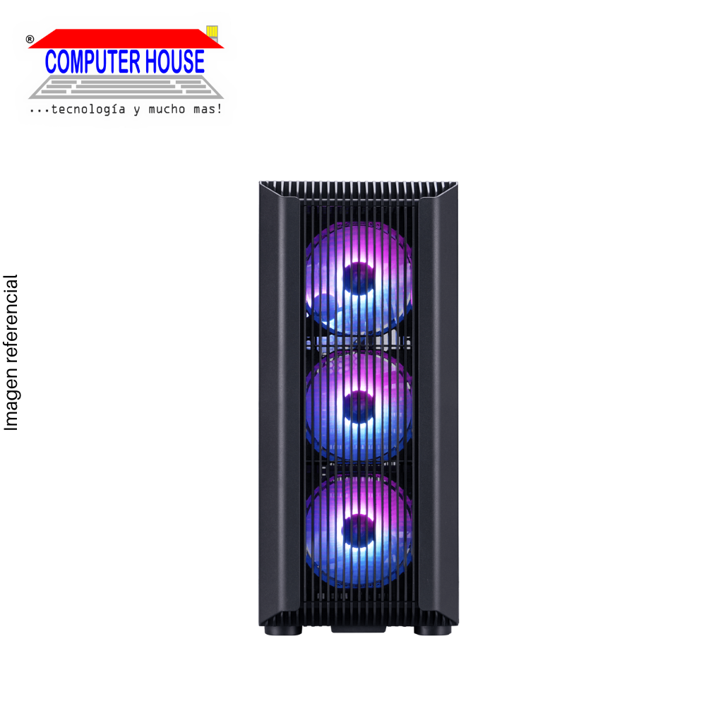 Case Midtower 1St Player H6 Black, SIN FUENTE, lateral trasparente, RGB.