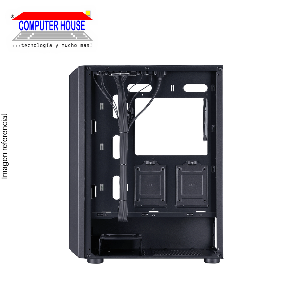 Case Midtower 1St Player H6 Black, SIN FUENTE, lateral trasparente, RGB.