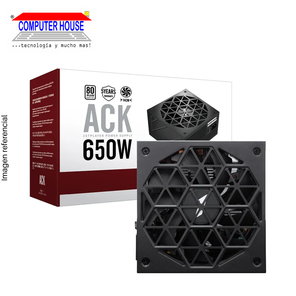 Fuente de Poder Certificada 1St Player 650W, 80+ White, ACK Standard. (HA-650AC1)