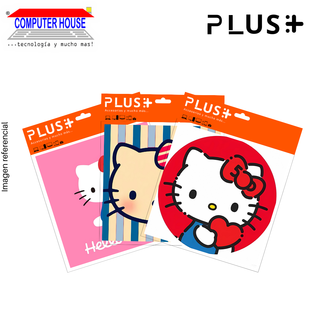 PadMouse Premium PLUS, Colección Hello Kitty, Antideslizante, Superficie de tela, 20x20x0.5cm, 24 Diseños exclusivos.