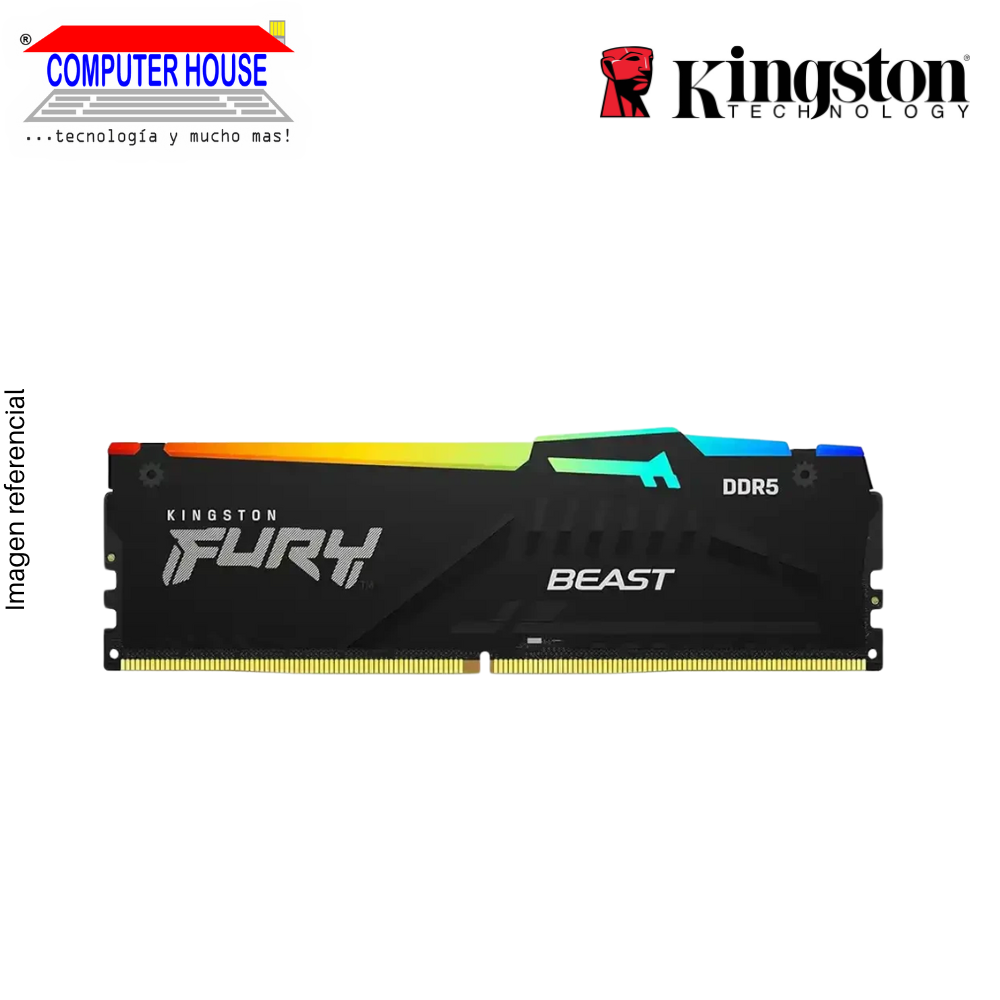 DDR5 DIMM RAM KINGSTON 16GB, 6000MHz, Fury Beast, RGB, Black, PC5-48000, CL36, 1.35V, 288-Pin. 