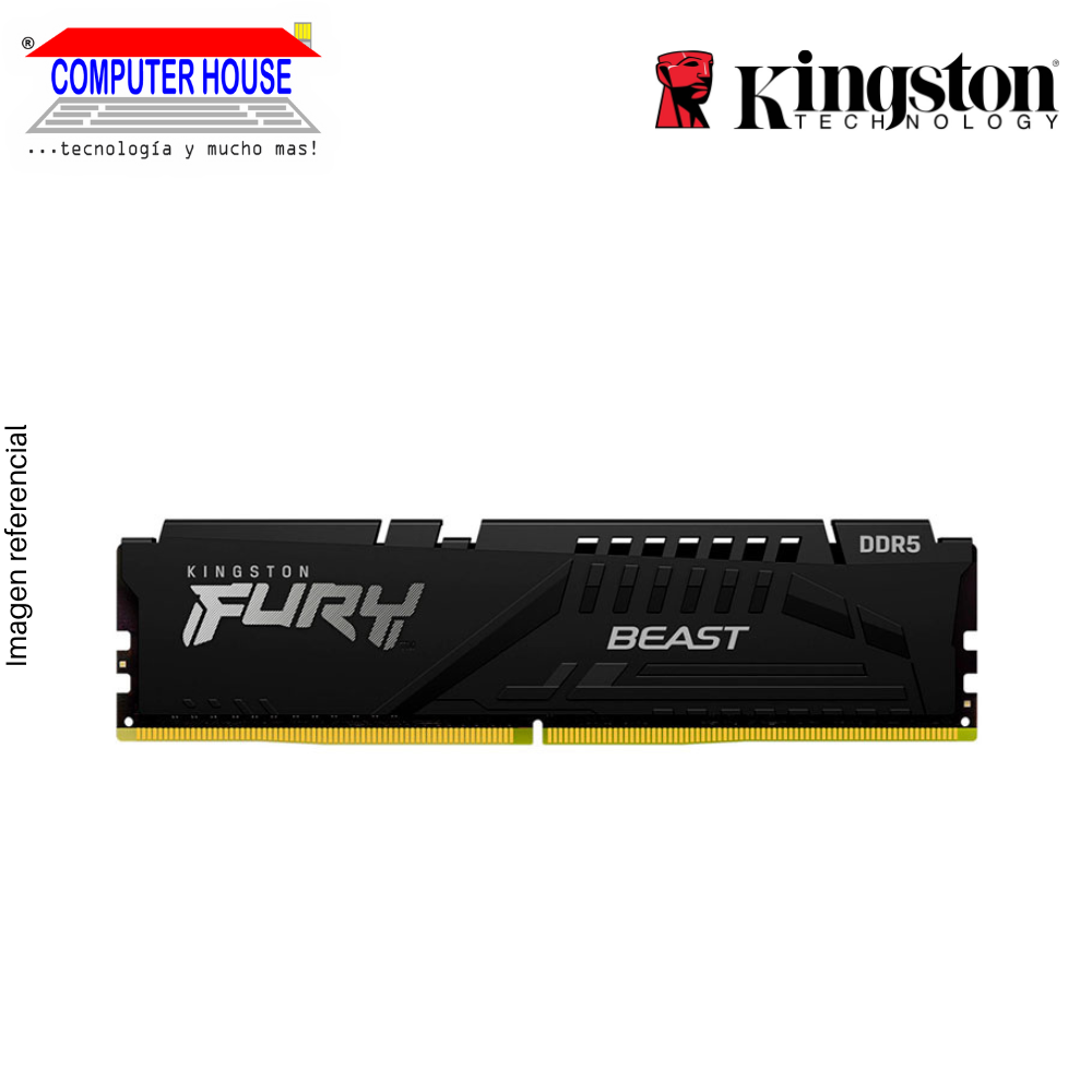 Memoria RAM DDR5 DIMM KINGSTON 16GB, 6000MHz, Fury Beast, Black, PC5-48000, CL36, 1.35V, 288-Pin.