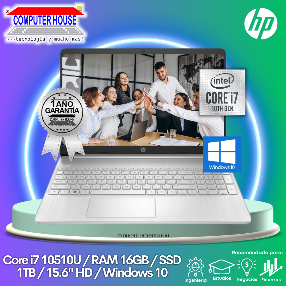Laptop HP 15-DW1073LA, Core i7-10510U, RAM 16GB, SSD 1TB, 15.6″ HD, Windows 10.