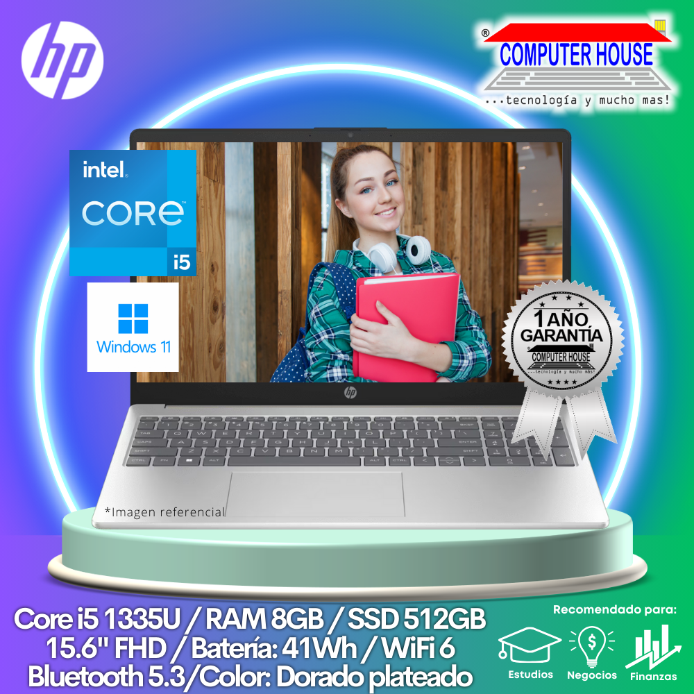 Laptop HP 15-fd0007la, Core i5-1335U, RAM 8GB, SSD 512GB, 15.6