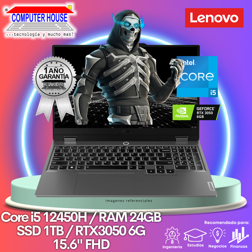 Laptop LENOVO LOQ 15IAX9, Core i5-12450H, RAM 24GB DDR5, SSD 1TB, Video RTX3050 6GB, 15.6