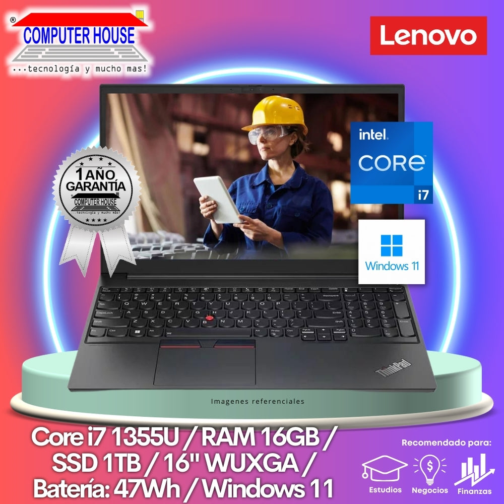 Laptop LENOVO ThinkPad E16, Core i7-1355U, RAM 16GB, SSD 1TB, 16