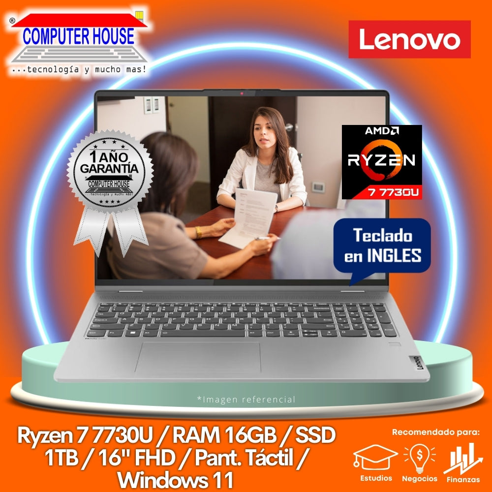 Laptop LENOVO Flex 5, Ryzen 7-7730U, RAM 16GB, SSD 1TB, 16