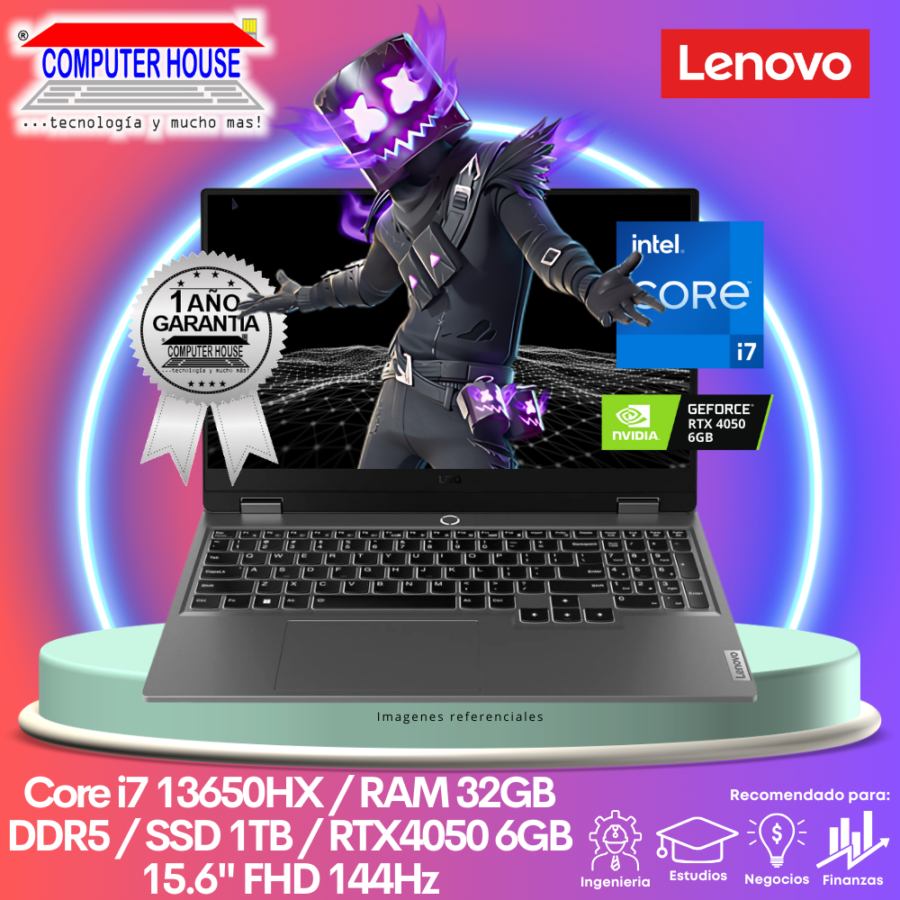 Laptop LENOVO LOQ, Core i7-13650HX, RAM 32GB DDR5, SSD 1TB, Video RTX4050 6GB, 15.6