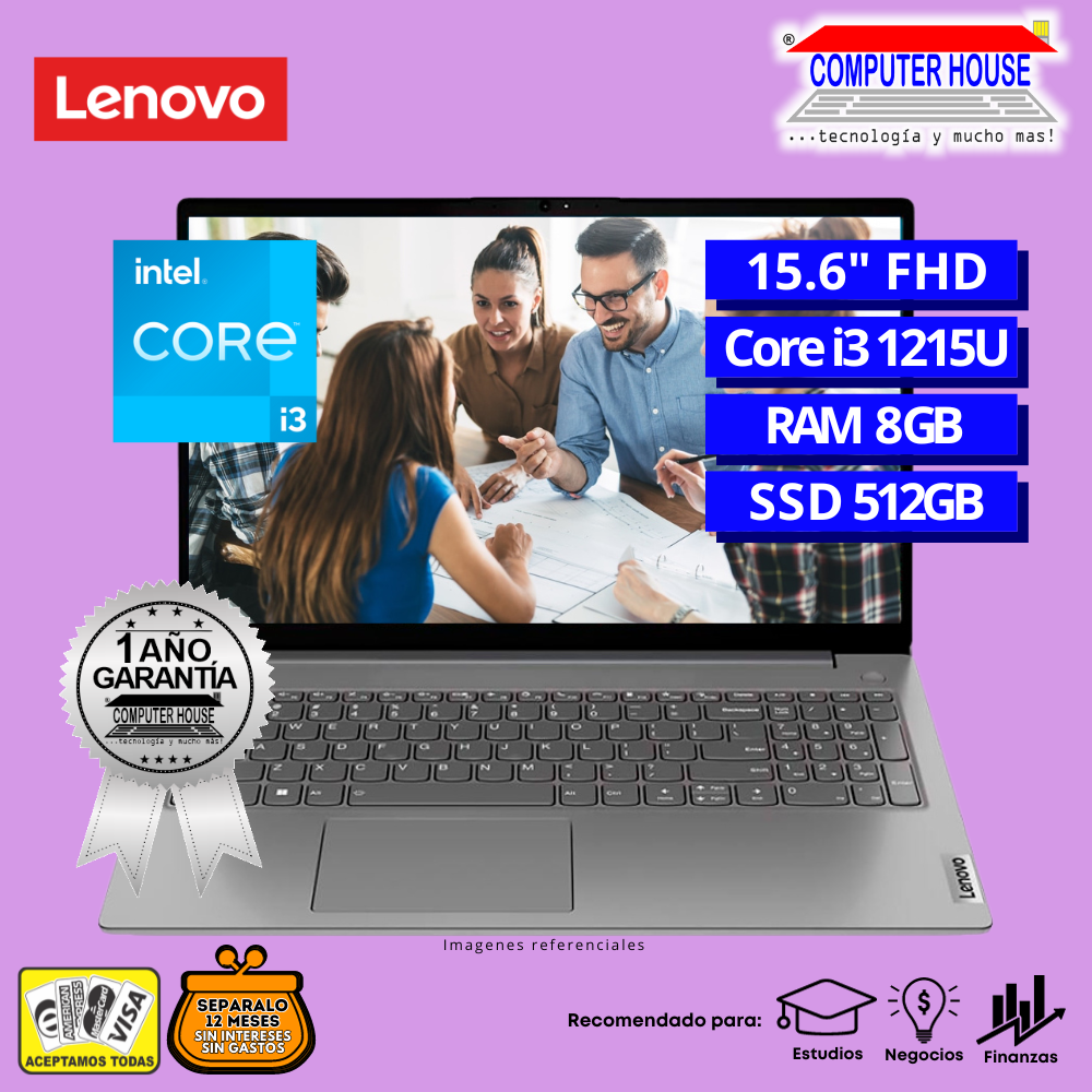 Laptop LENOVO V15 G3 IAP, Core i3-1215U, RAM 8GB, SSD 512GB, 15.6