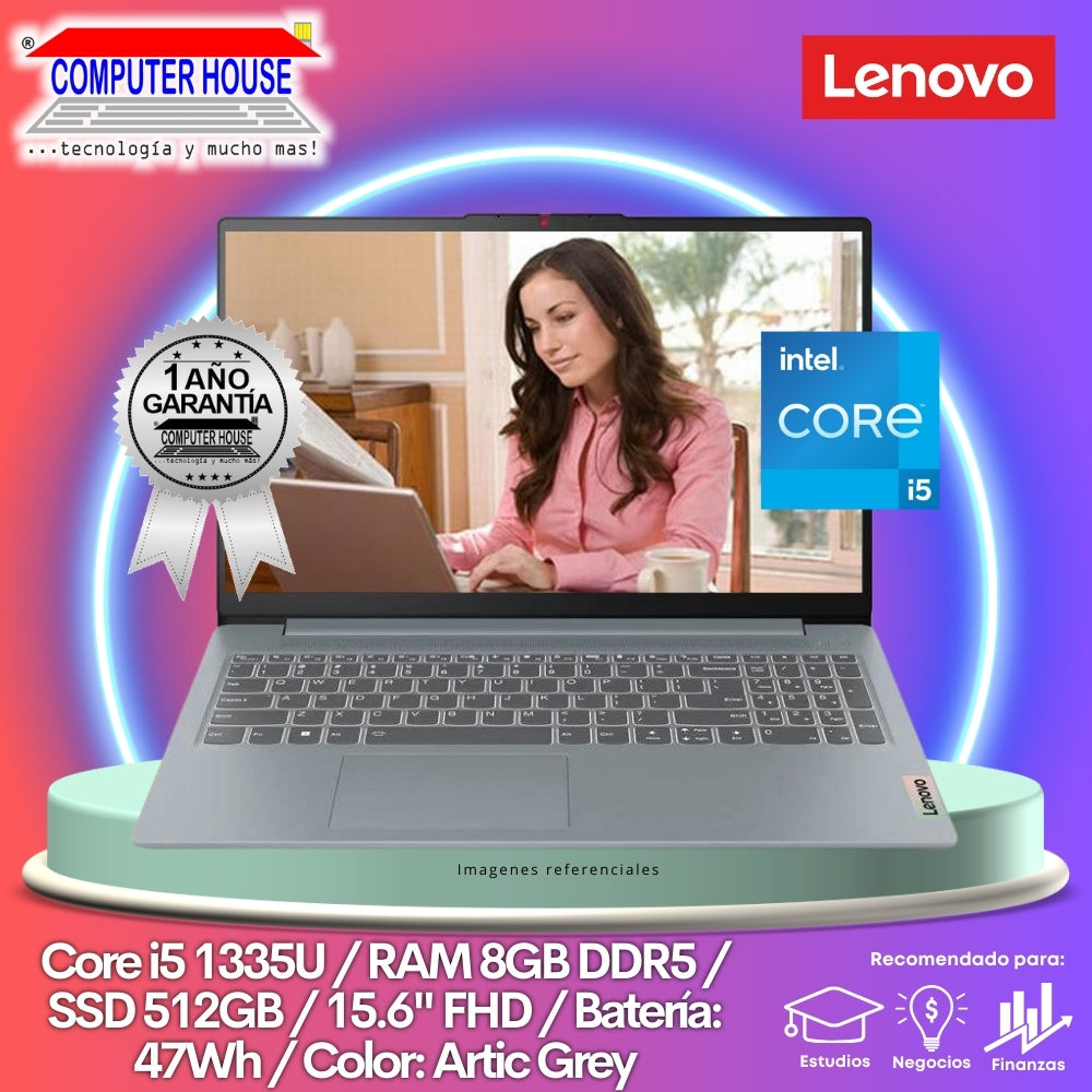 Laptop LENOVO IdeaPad Slim 3, Core i5-1335U, RAM 8GB DDR5, SSD 512GB, 15.6