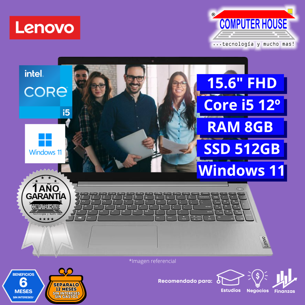 Laptop Lenovo IdeaPad 3, Core i5-1235U, RAM 8GB, SSD 512GB, 15.6″ FHD TN, Windows 11.