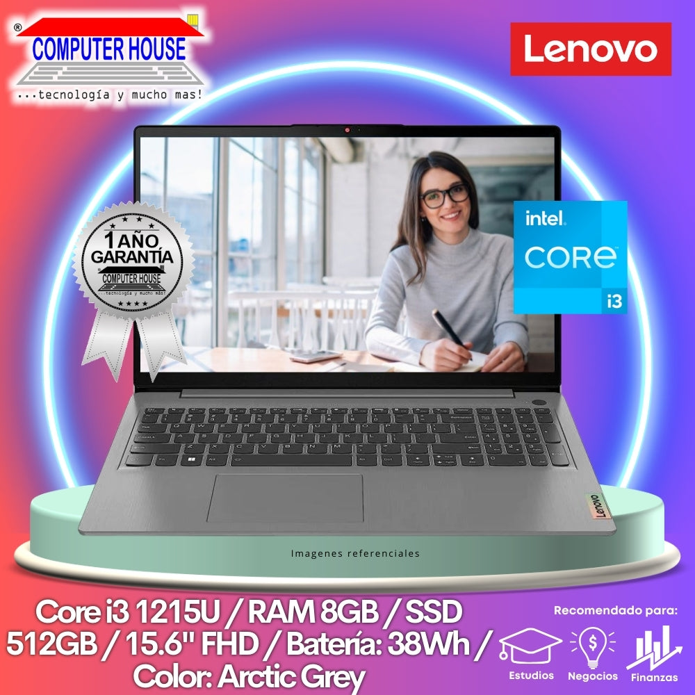 Laptop LENOVO IdeaPad 3, Core i3-1215U, RAM 8GB, SSD 512GB, 15.6