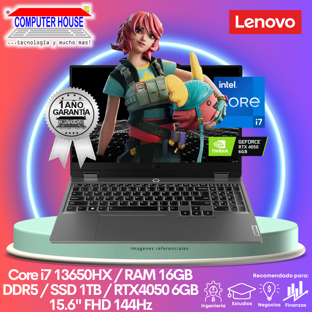 Laptop LENOVO LOQ, Core i7-13650HX, RAM 16GB DDR5, SSD 1TB, Video RTX4050 6GB, 15.6