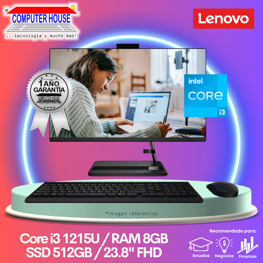 All in One LENOVO IdeaCentre 3, Core i3-1215U, RAM 8GB, SSD 512GB, 23.8