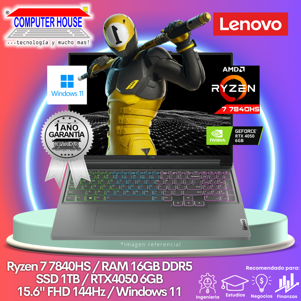 Laptop LENOVO LOQ 15APH8, Ryzen 7-7840HS, RAM 16GB DDR5, SSD 1TB, Video RTX4050 6GB, 15.6