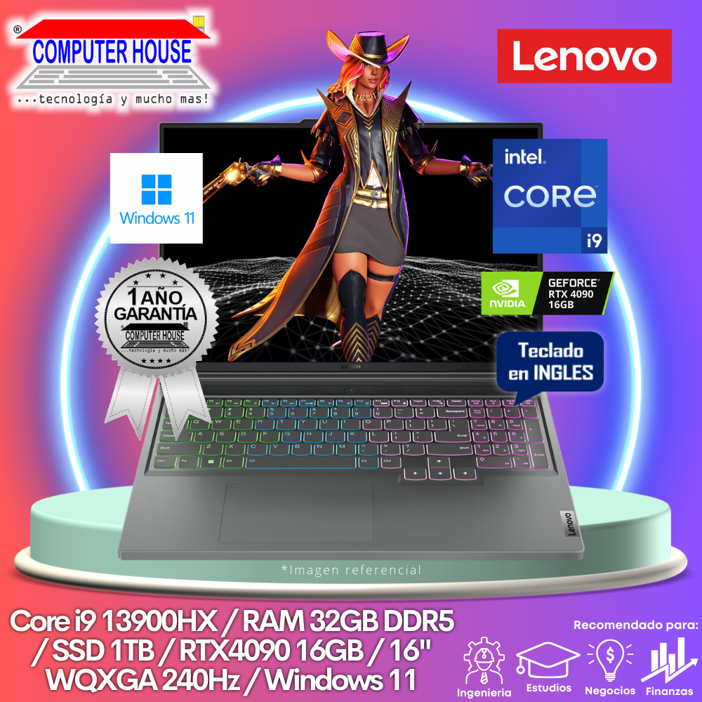 Laptop LENOVO Legion PRO, Core i9-13900HX, RAM 32GB DDR5, SSD 1TB, Video RTX4090 16GB, 16
