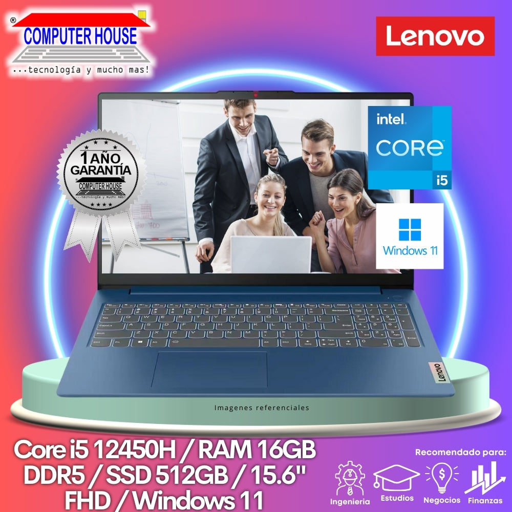 Laptop LENOVO IdeaPad Slim 3, Core i5-12450H, RAM 16GB, SSD 512GB, 15.6