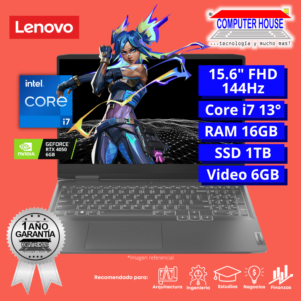 Laptop LENOVO LOQ, Core i7-13620H, RAM 16GB DDR5, SSD 1TB, Video RTX4050 6GB, 15.6