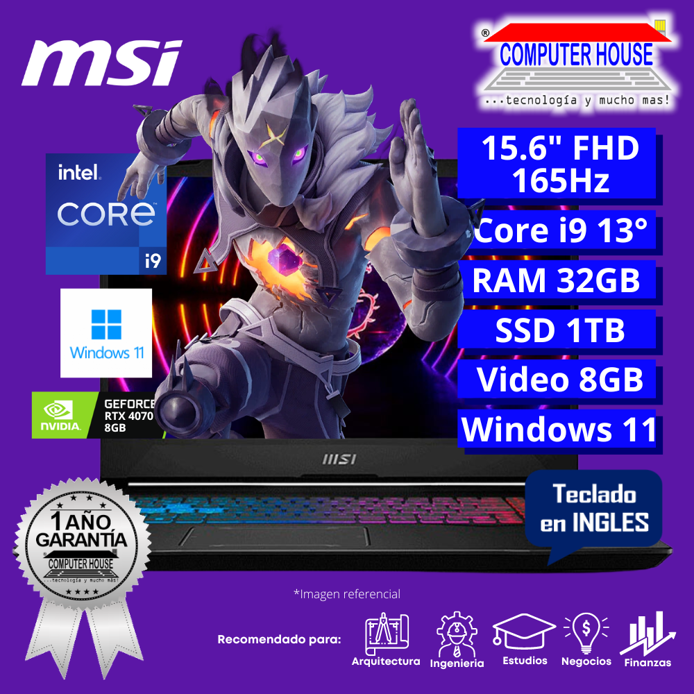 Laptop MSI Pulse 15, Core i9-13900H, RAM 32GB DDR5, SSD 1TB, Video RTX4070 8GB, 15.6