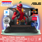 ASUS Tuf Dash FA617NT Laptop, Ryzen 7-7735HS, RAM 16GB DDR5, SSD 512GB, Video RX7600S 8GB, 16" FHD 165Hz, English Keyboard, Windows 11.