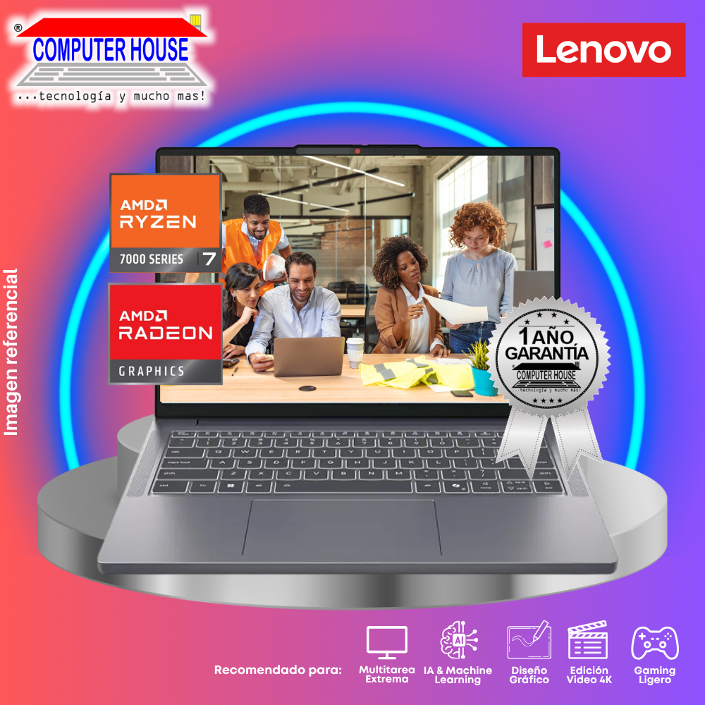 Laptop LENOVO IdeaPad Slim 3, Ryzen 7-7735HS, RAM 16GB DDR5, SSD 512GB, 14" WUXGA OLED, FreeDos.