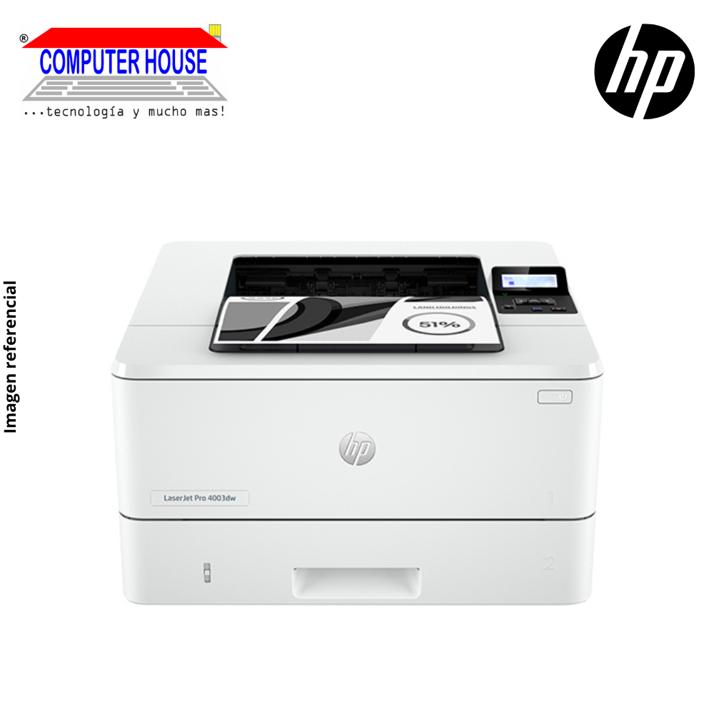 Impresora Láser HP LaserJet Pro MFP 4103fdw, A4, Multifuncional (imprime, copia y escanea), Monocromática, USB/Wi-Fi/LAN/Bluetooth/Fax.