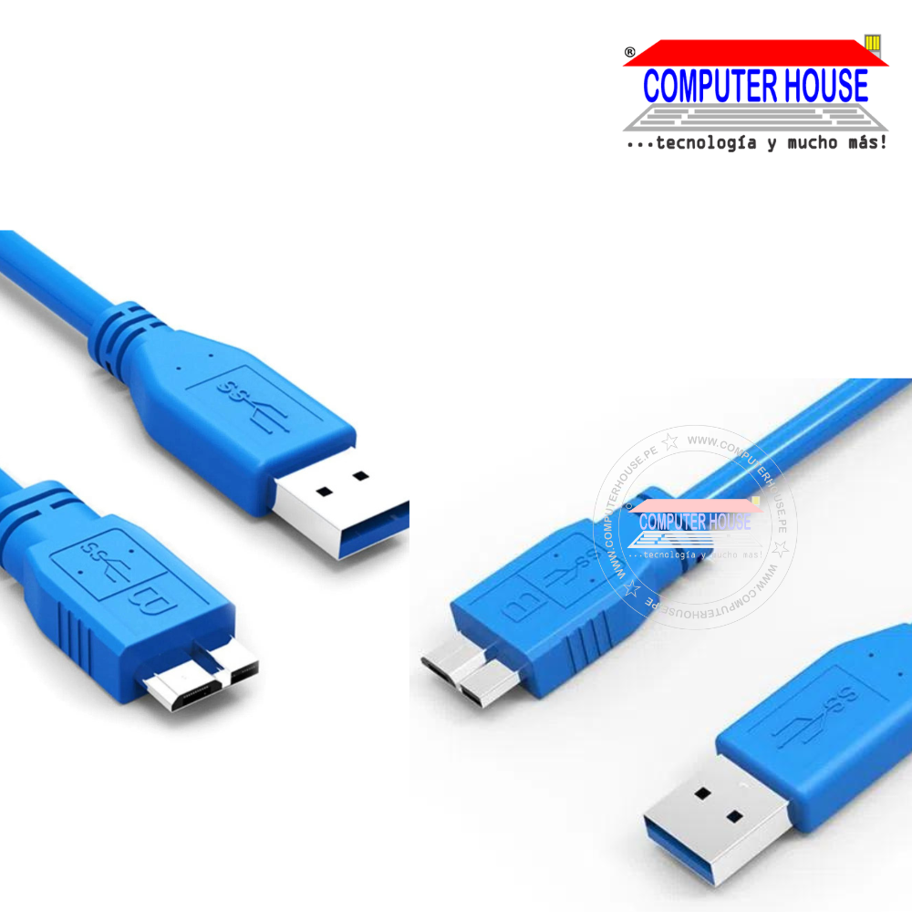 Cable Disco Duro Externo, 60cm, color azul.
