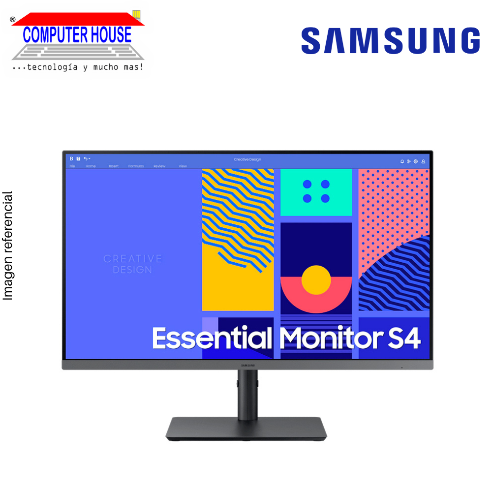 SAMSUNG 27" Essential S4 Monitor, Curved, 1920x1080 FHD, 100Hz, 4Ms, 1xDisplay1xHDMI/1xVGA/1xUSB Ports. 