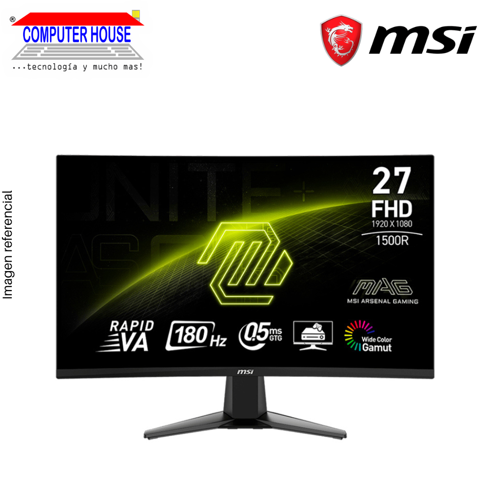 MSI 27" MAG 27C6F Gamer Monitor, Curved, 1920x1080 FHD, 180Hz, 0.5Ms, 1xDisplay/2xHDMI Ports. 