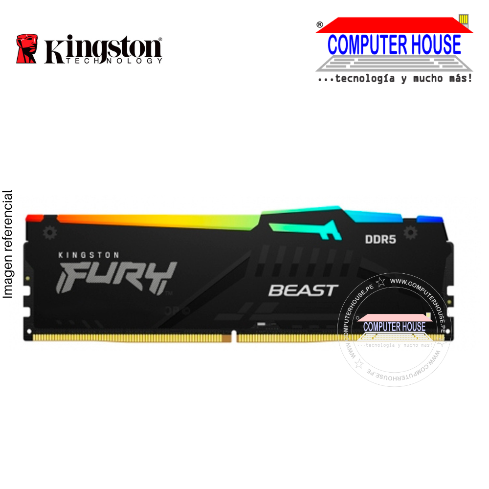 Memoria RAM DDR5 16GB Kingston 5200MHz PC5-41600, Fury Beast RGB