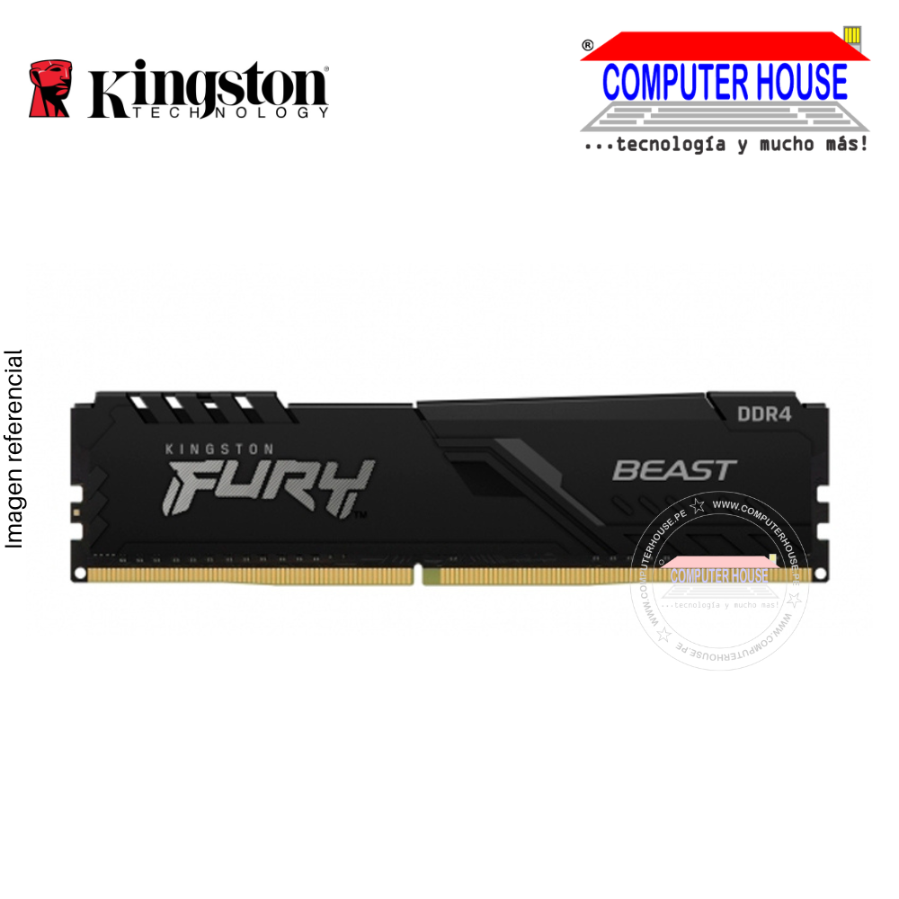 Memoria RAM DDR4 16GB KINGSTON DIMM, 3200MHz, PC4-25600, CL16, 1.35V, Fury Beast.