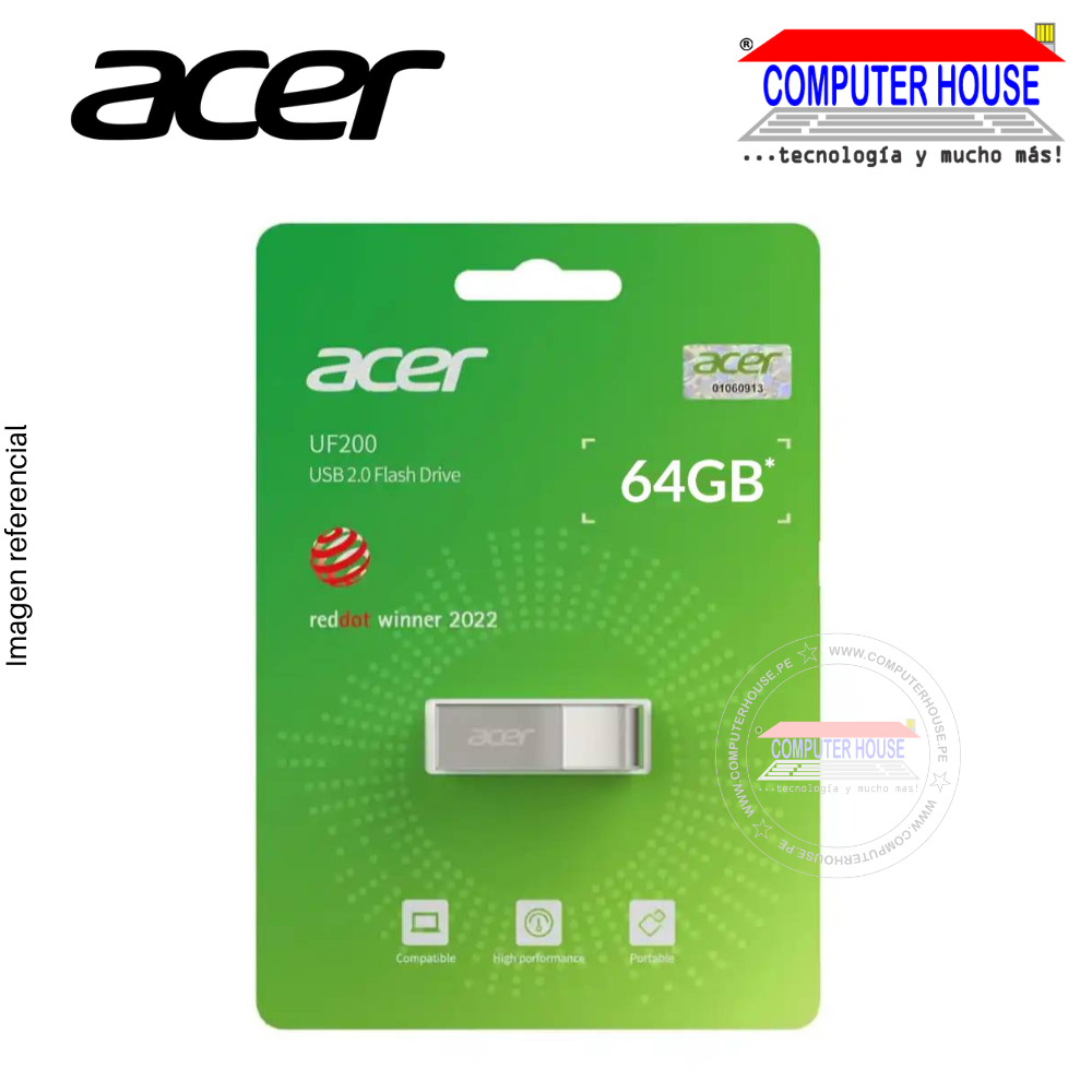 USB flash drive 64GB ACER UF200, metal, 2.0.