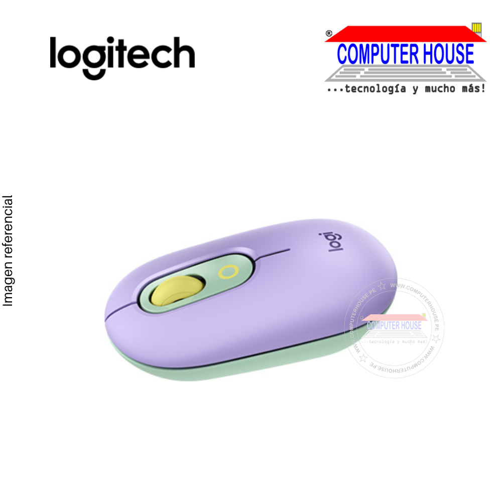 Mouse inalámbrico/bluetooth LOGITECH PoP, Fresh Vibes Lila/Green (910-006544)