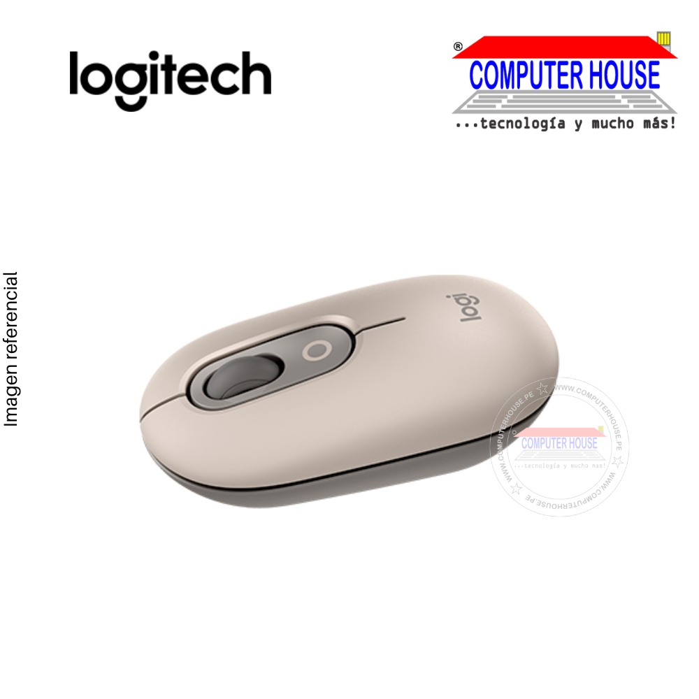Mouse inalámbrico/bluetooth LOGITECH PoP, Mist Sand Gray (910-006648)