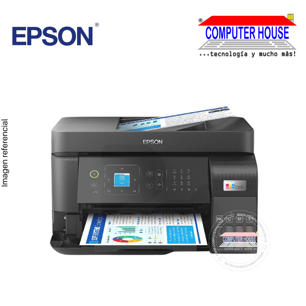Impresora con Sistema Continuo EPSON EcoTank L5590, A4, Multifuncional (imprime, copia y escanea), USB/Wi-Fi/LAN/ADF/FAX.