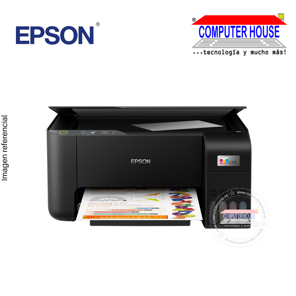 Impresora EPSON EcoTank (L3210), A4, Multifuncional (imprime, copia y escanea), con Sistema Continuo, USB.