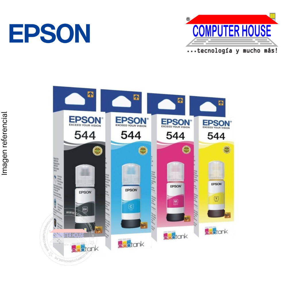 Pack EPSON Tintas 544 cyan, magenta, yellow y black.