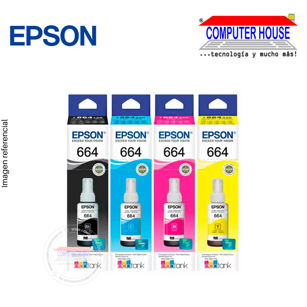 EPSON Ink Pack 664 cyan, magenta, yellow and black.