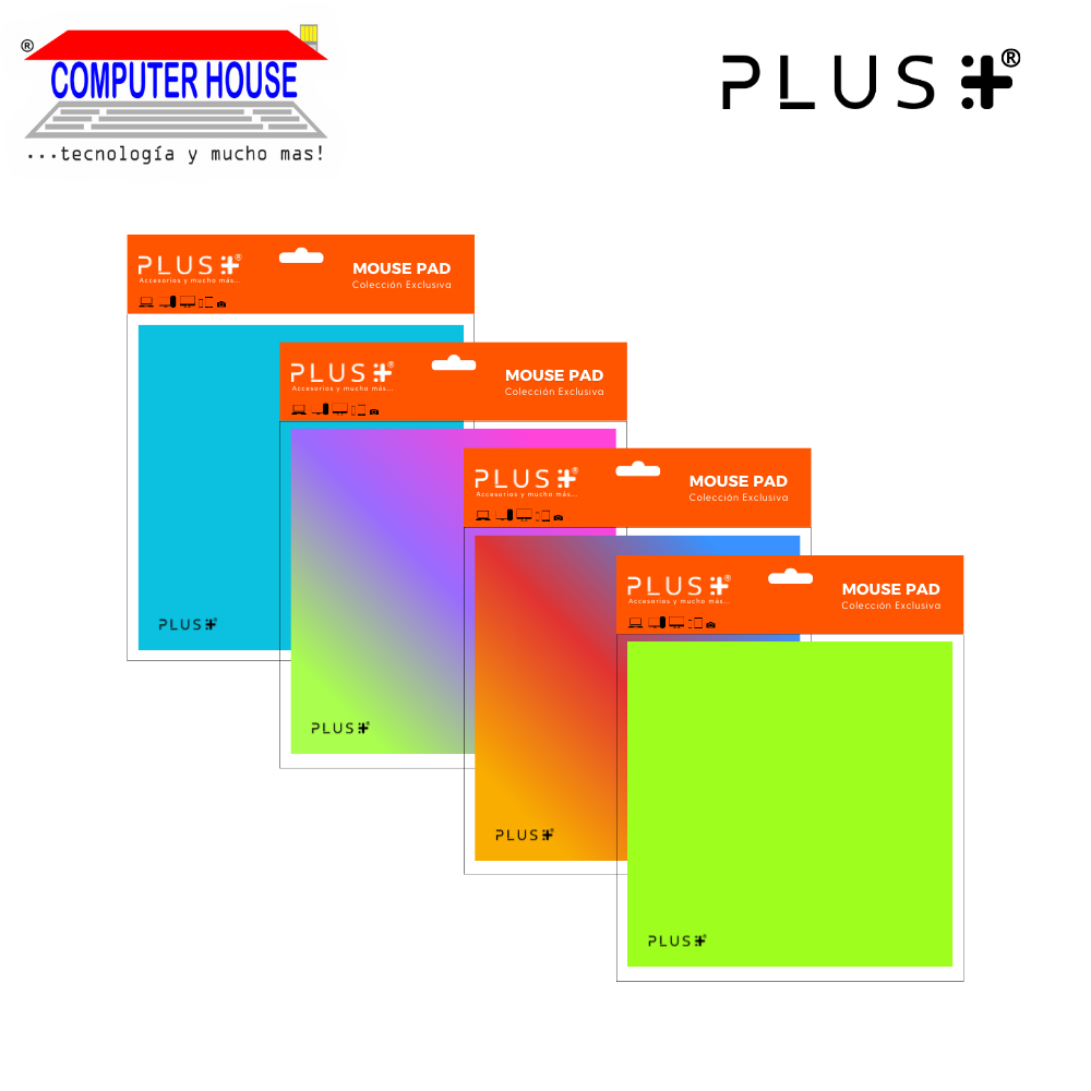 Pad Mouse Premium PLUS, colección Neutro , antideslizante, superficie de tela, 20x20x0.5cm, diseño variado.