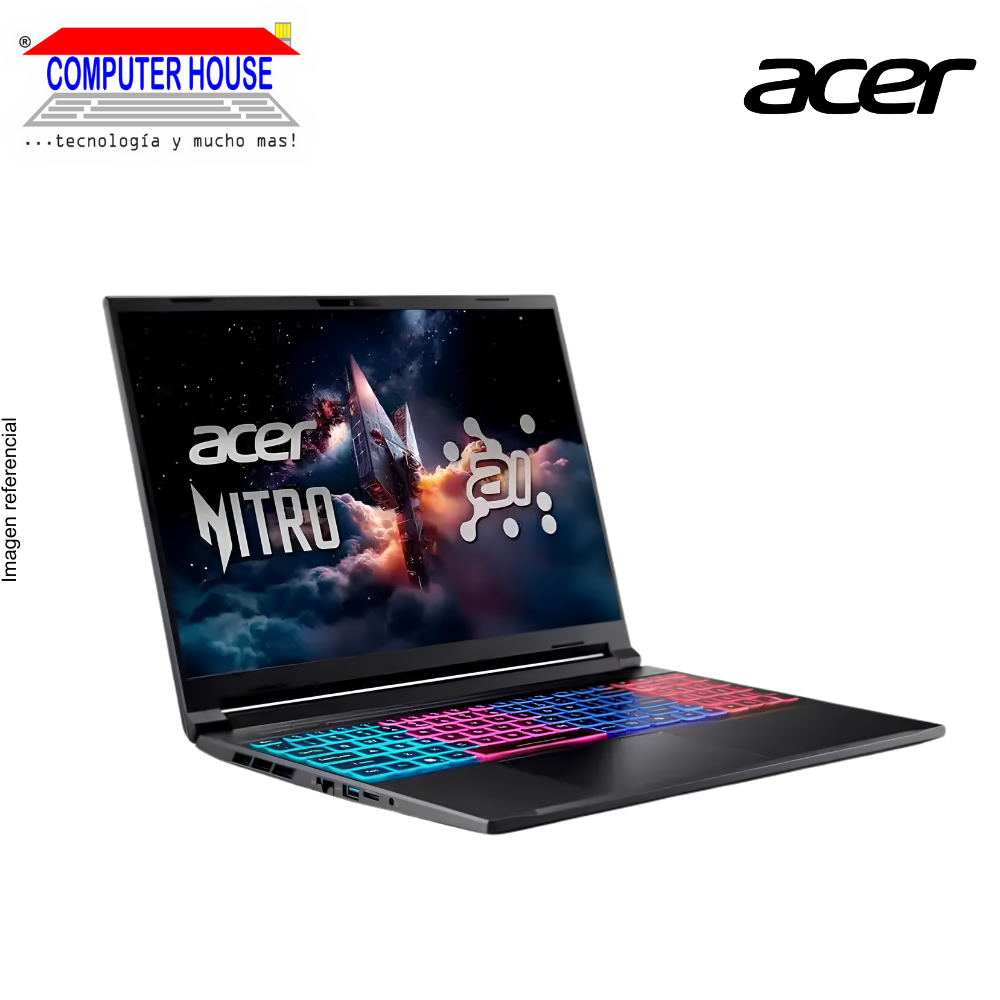 Laptop ACER Nitro V, Ryzen 7-260, RAM 32GB DDR5, SSD 1TB, Nvidia GeForce RTX5060 8GB, 16" FHD 180Hz, Windows 11.