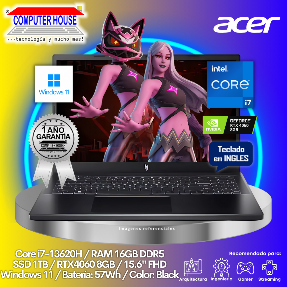 MSI Cyborg A13VF Laptop, Core i7-13620H, RAM 16GB DDR5, SSD 512GB, Video RTX4060 8GB, 14" FHD 144Hz, English Keyboard, Windows 11.
