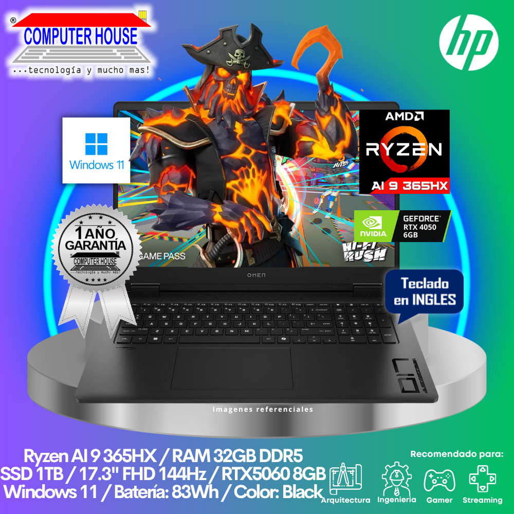 ASUS RogStrix Scar 17 Laptop, Ryzen 9-8940HS, 16GB DDR5 RAM, 1TB SSD, RTX5070 12GB Video, 16" FHD 165Hz, English Keyboard, Windows 11.