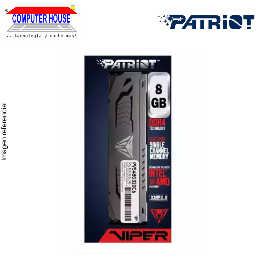 Memoria RAM DDR4 DIMM Patriot 8GB, 3200MHz,Viper Steel PC4-25600 CL16 1.35V 288-pin.