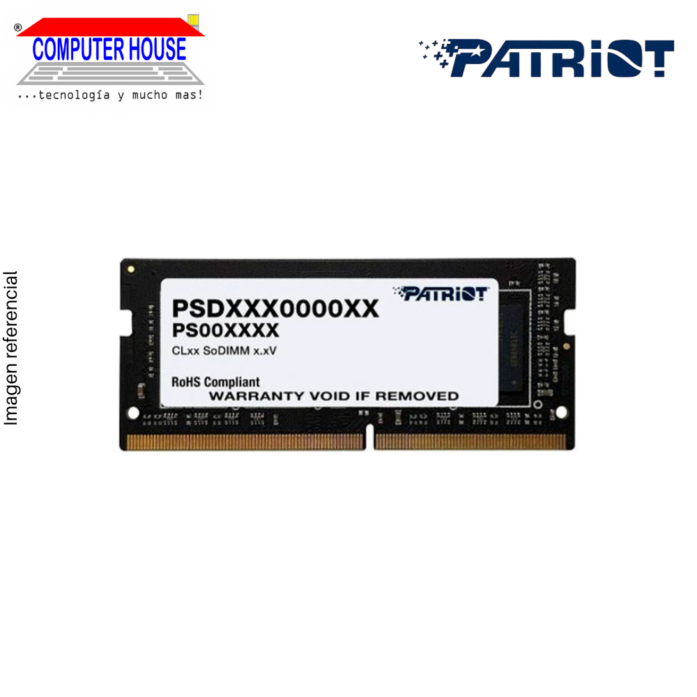 Memoria RAM DDR4 SODIMM Patriot 8GB, 3200Mhz.